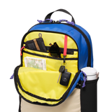 General interior detail view of Topo Designs Commuter Backpack in "Classic Blue / Bone White"
