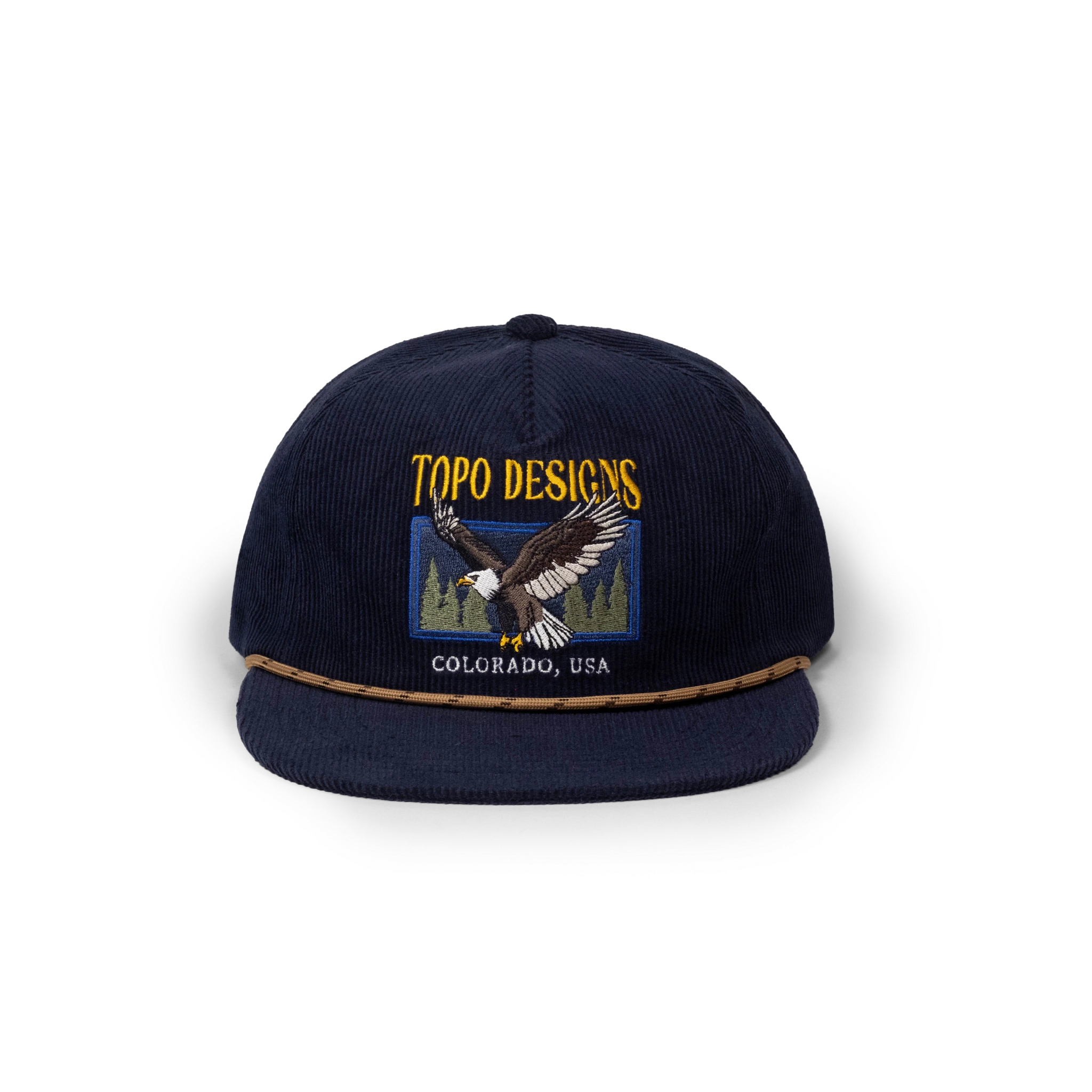 Topo Designs Corduroy Trucker Hat - Eagle Peak in "Midnight"