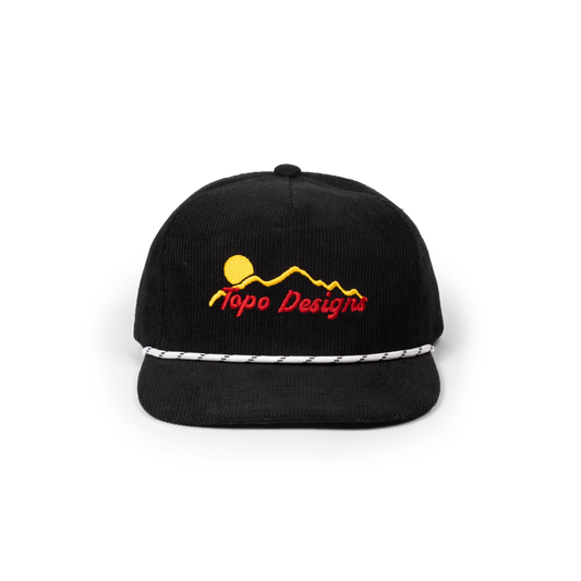 Topo Designs Corduroy Trucker Hat - Mountain Edge in "Black"