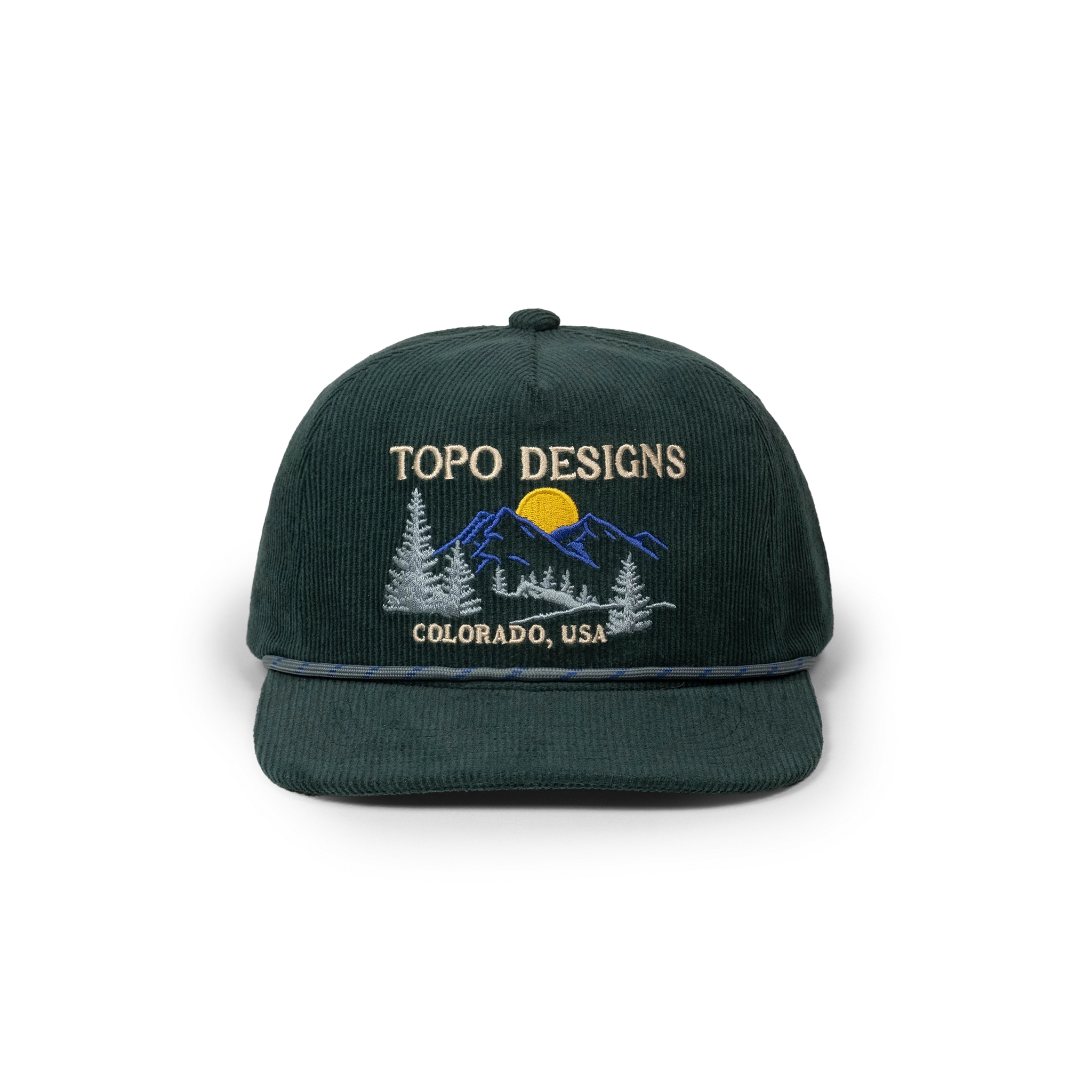 Topo Designs Corduroy Trucker Hat - Pine Ridge in "Forest"