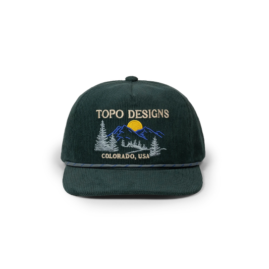 Topo Designs Corduroy Trucker Hat - Pine Ridge in "Forest"
