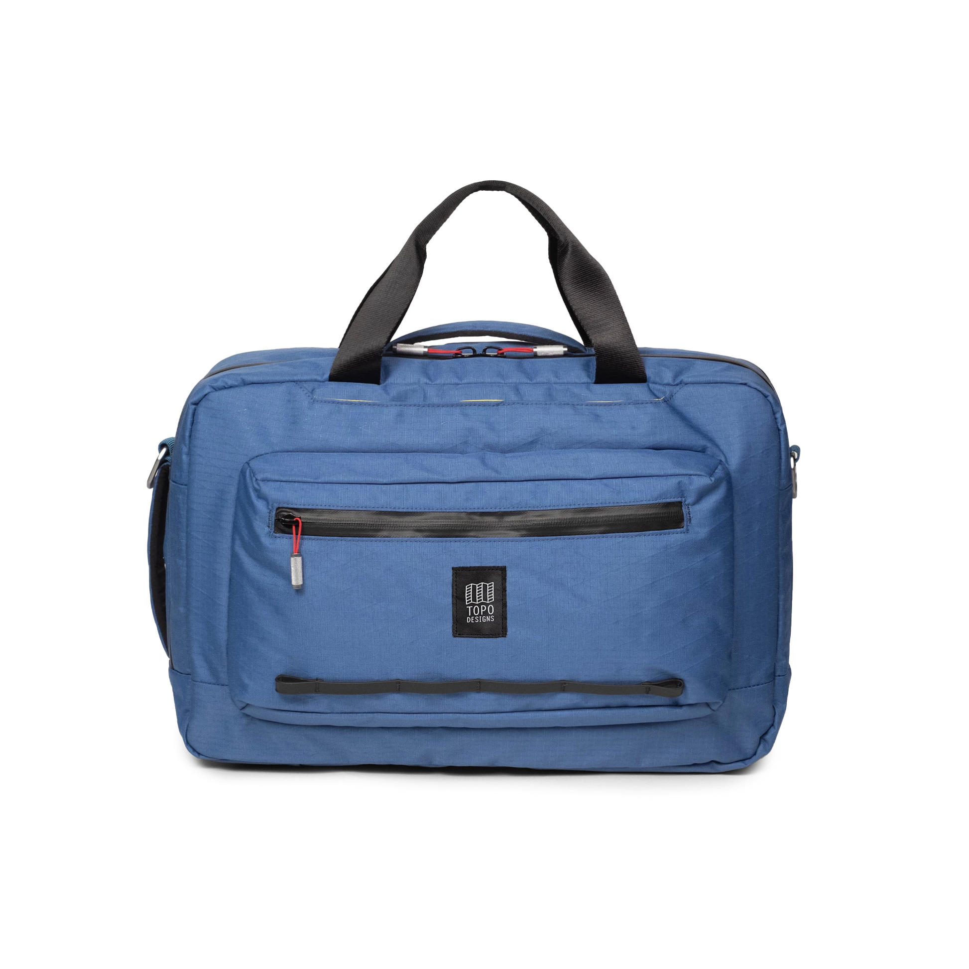Front view of Topo Designs Global Pro 3-Way Briefcase in "Ocean Blue"