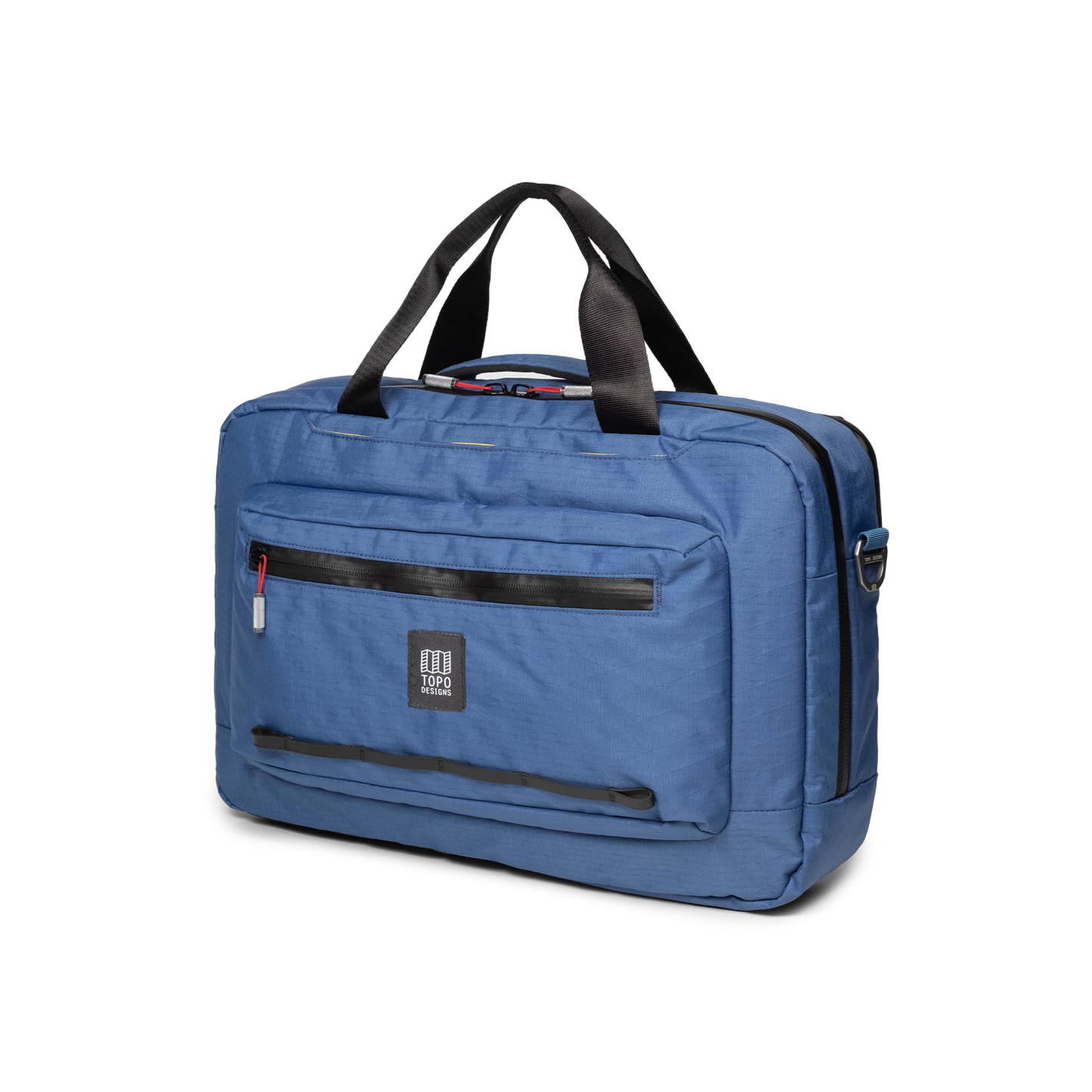 Front view of Topo Designs Global Pro 3-Way Briefcase in "Ocean Blue"