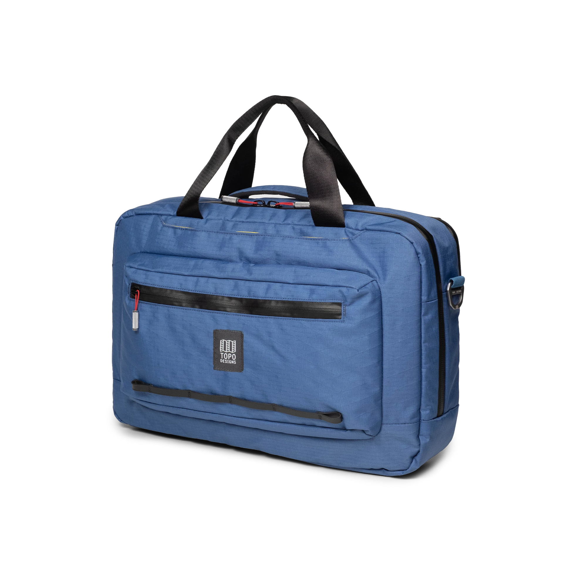 Front view of Topo Designs Global Pro 3-Way Briefcase in "Ocean Blue"