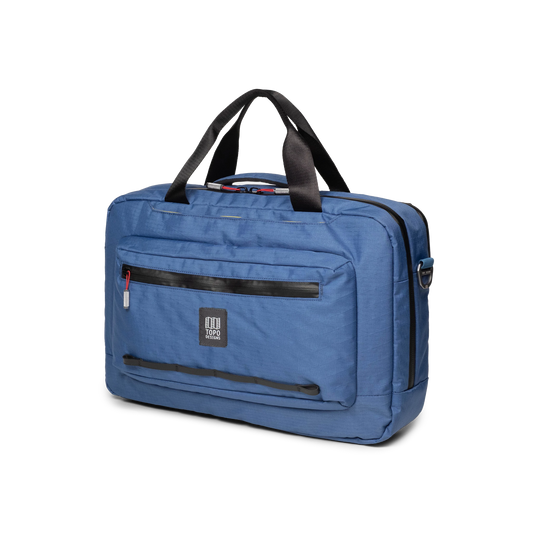 Front view of Topo Designs Global Pro 3-Way Briefcase in "Ocean Blue"
