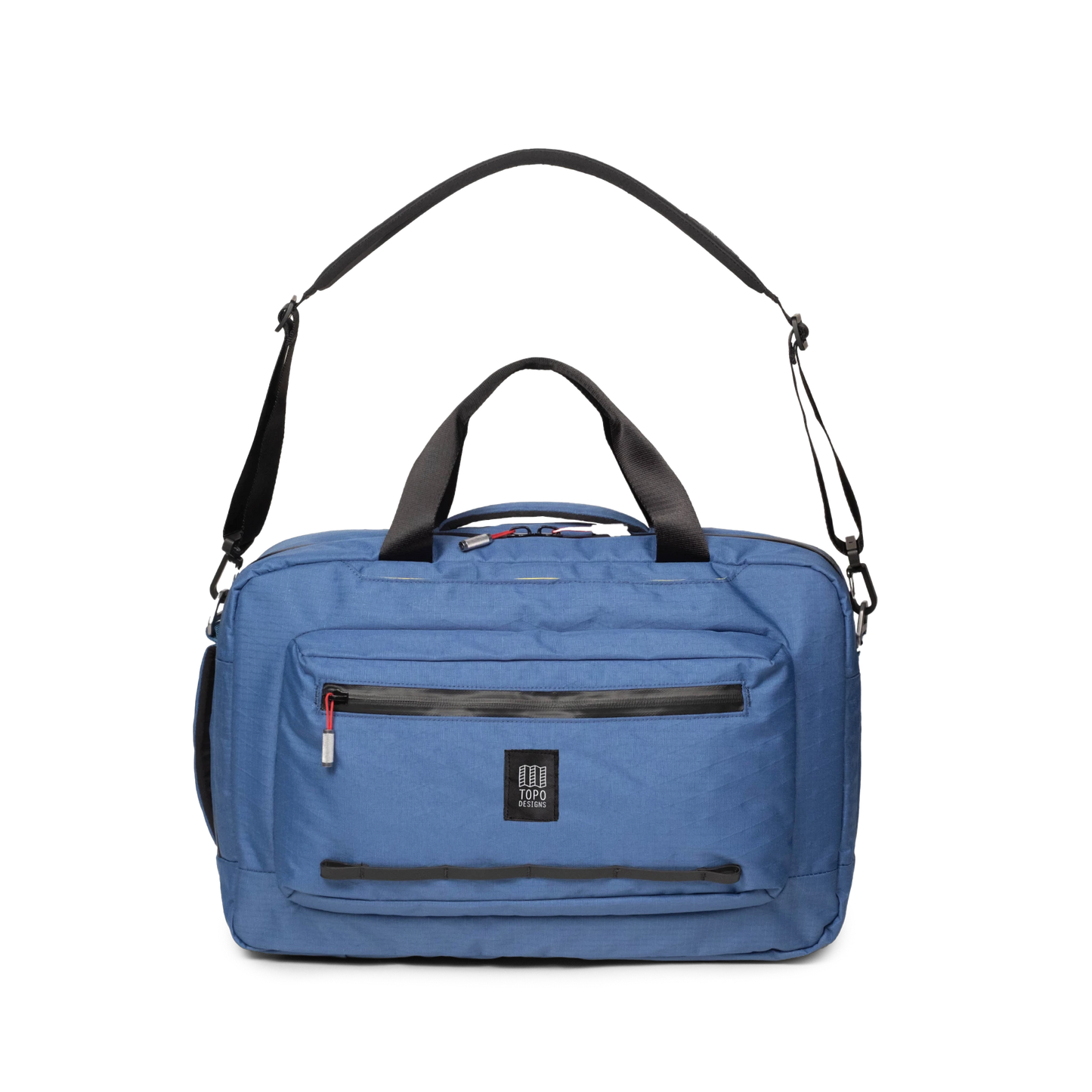 Front view of Topo Designs Global Pro 3-Way Briefcase in "Ocean Blue"