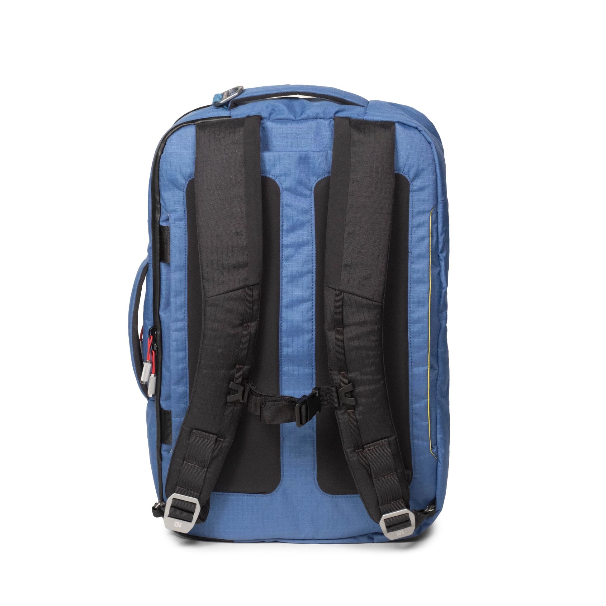 Back view of Topo Designs Global Pro 3-Way Briefcase in "Ocean Blue"