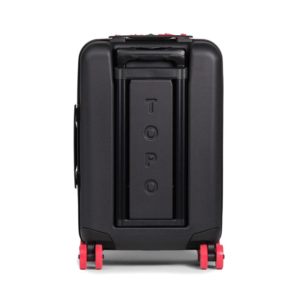 Back view of Topo Designs Global Pro Travel Roller Bag in "Ocean Blue"