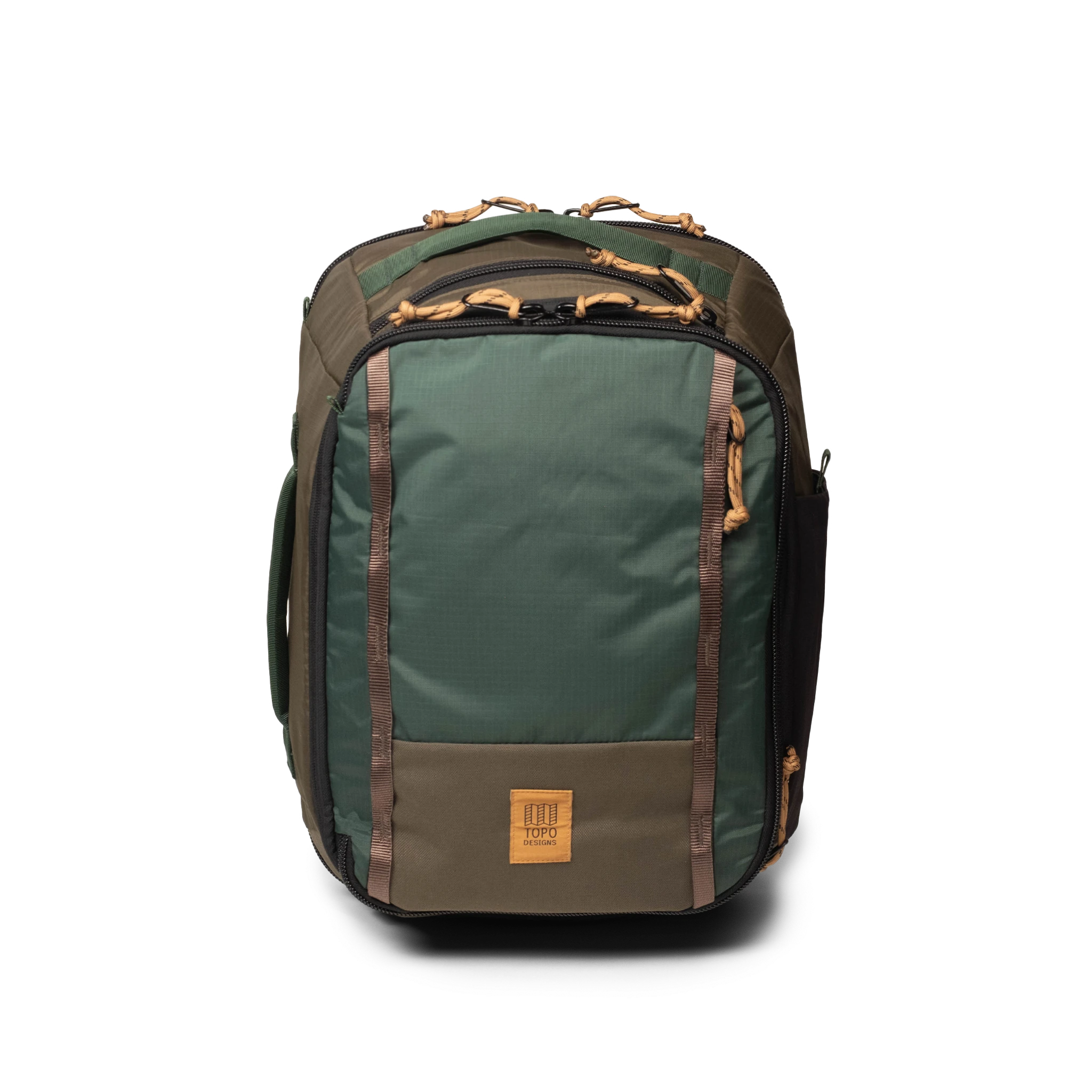 Front View of Topo Designs Global Travel Backpack  in "Woodland / Forest"