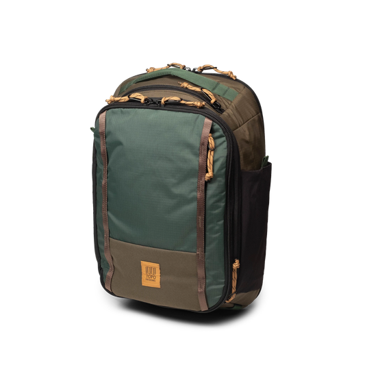 Front View of Topo Designs Global Travel Backpack  in "Woodland / Forest"