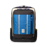 Topo Designs Global Travel Bag 30L Durable Carry On Convertible Laptop Travel Backpack in "Classic Blue / Bone White".