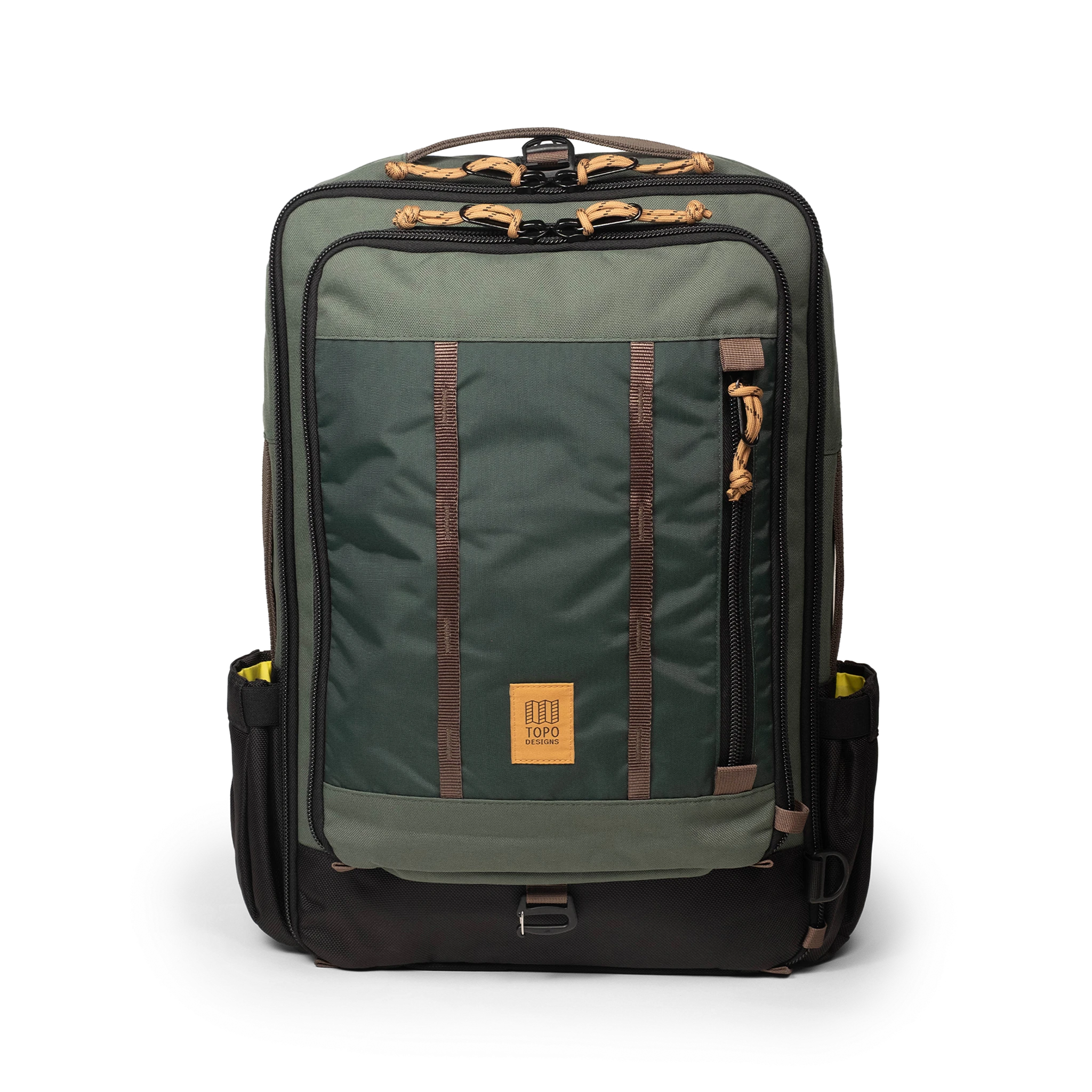 Topo Designs Global Travel Bag 30L Durable Carry On Convertible Laptop Travel Backpack in "Woodland / Forest".