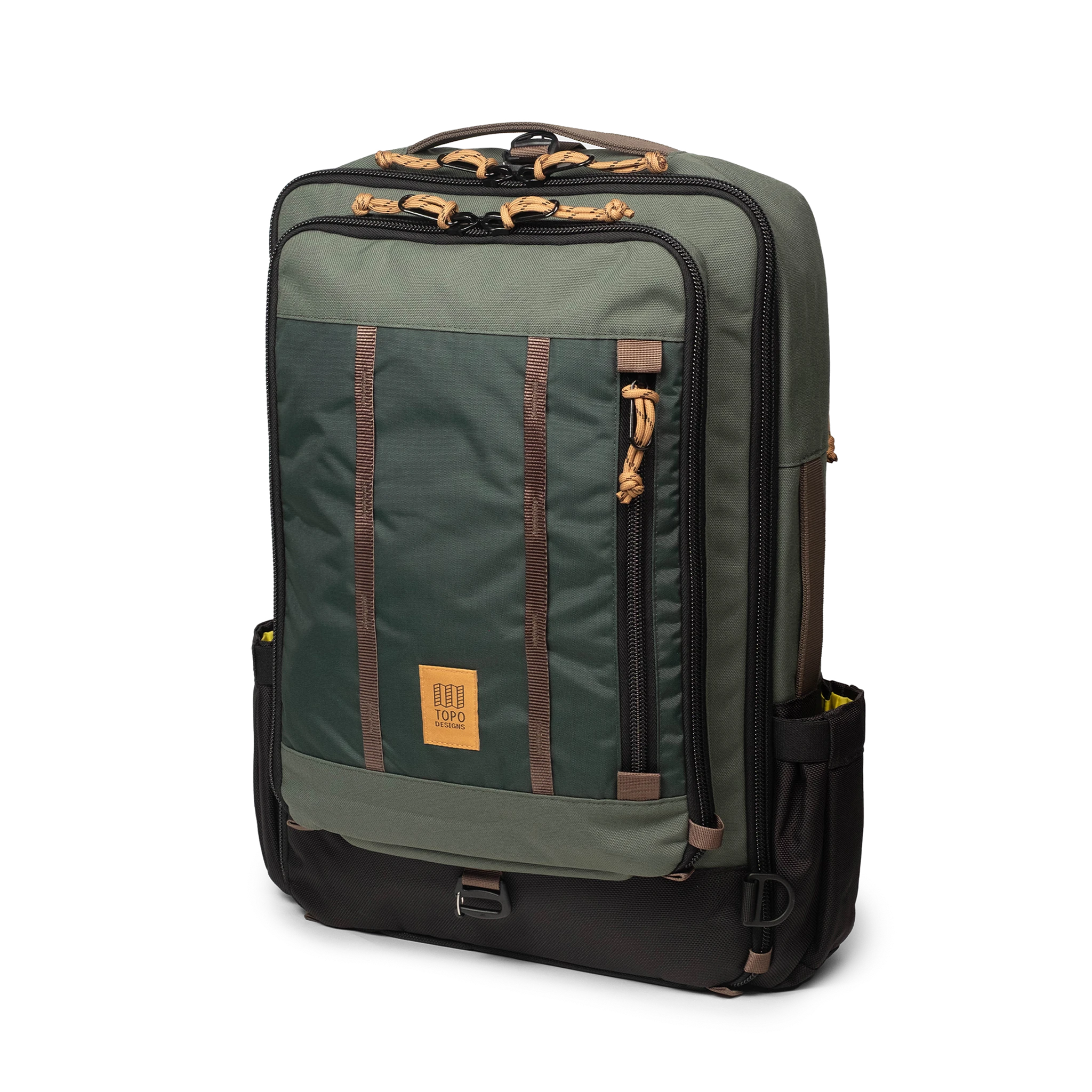 Topo Designs Global Travel Bag 30L Durable Carry On Convertible Laptop Travel Backpack in "Woodland / Forest".