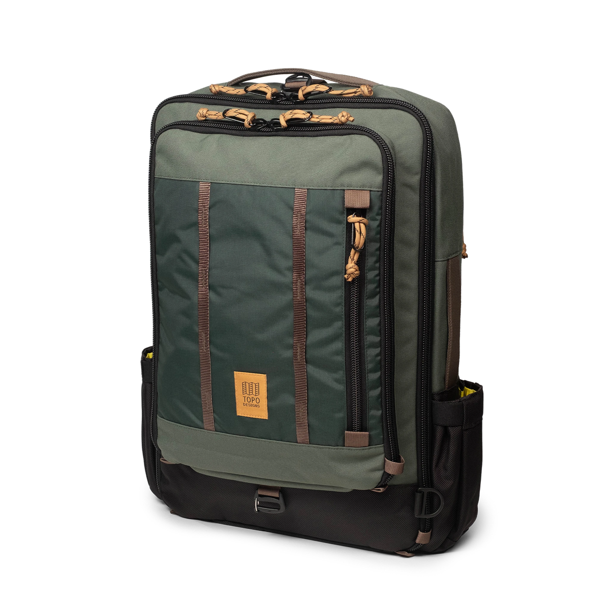 Topo Designs Global Travel Bag 30L Durable Carry On Convertible Laptop Travel Backpack in "Woodland / Forest".