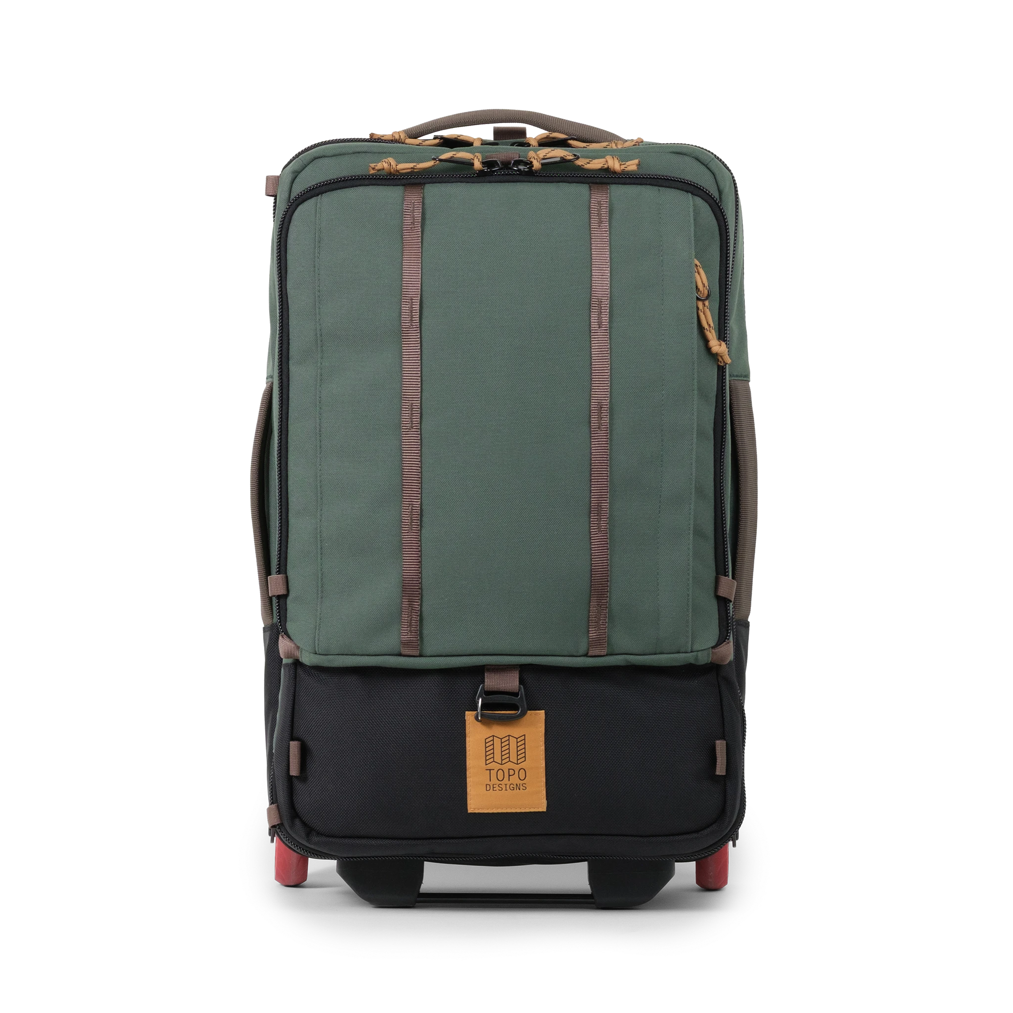 Front view of Topo Designs Global Travel Bag Roller in "Woodland / Forest"