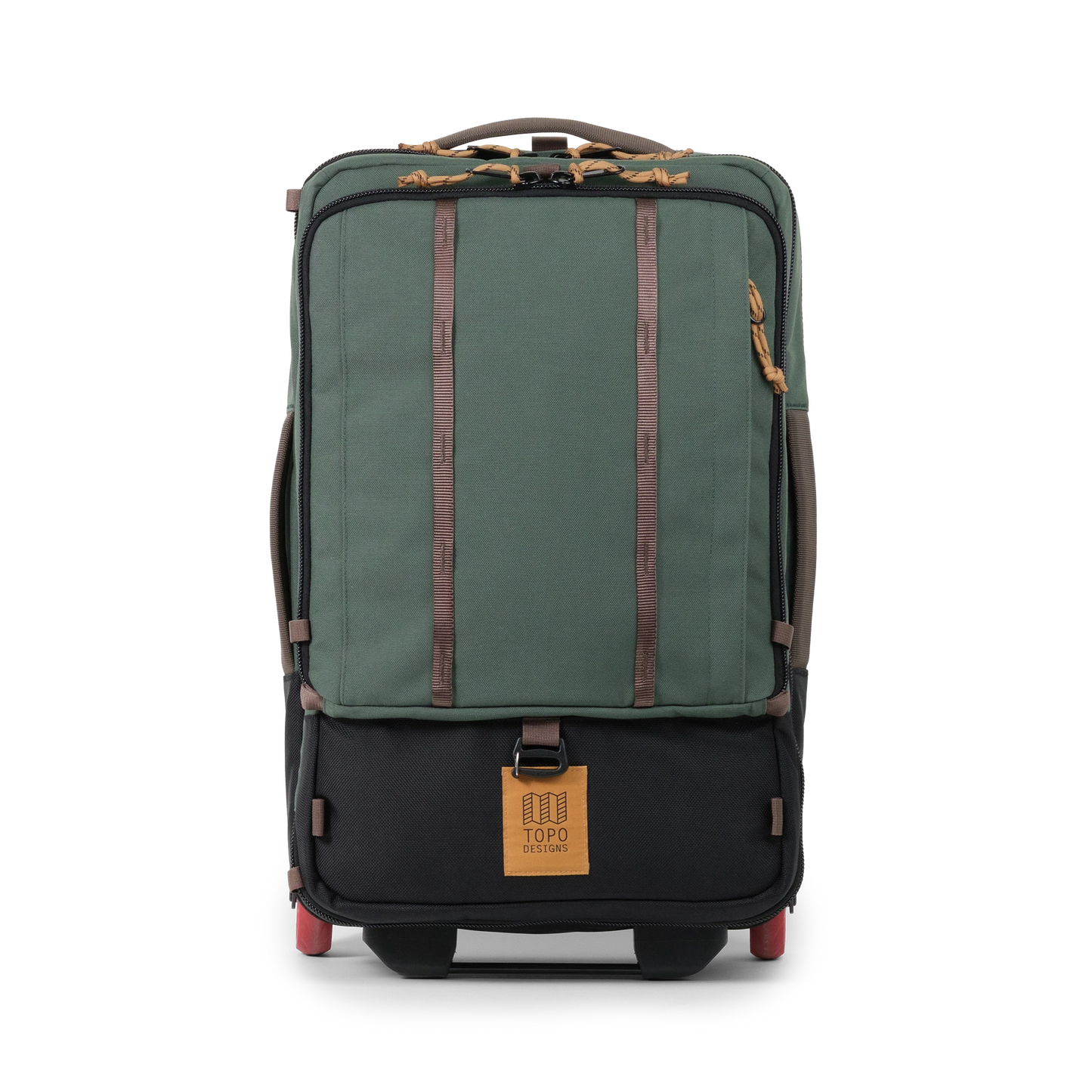 Front view of Topo Designs Global Travel Bag Roller in "Woodland / Forest"