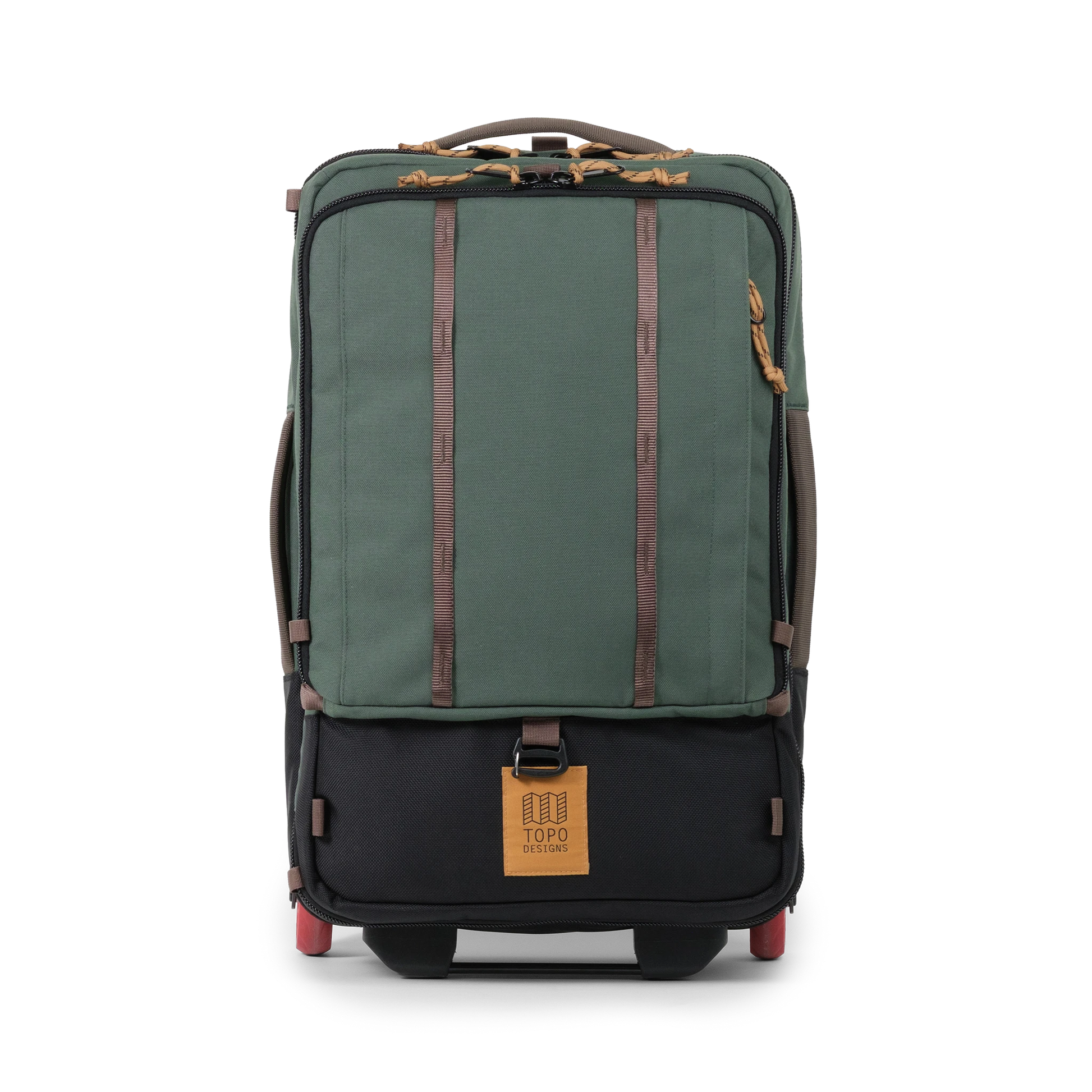 Front view of Topo Designs Global Travel Bag Roller in "Woodland / Forest"