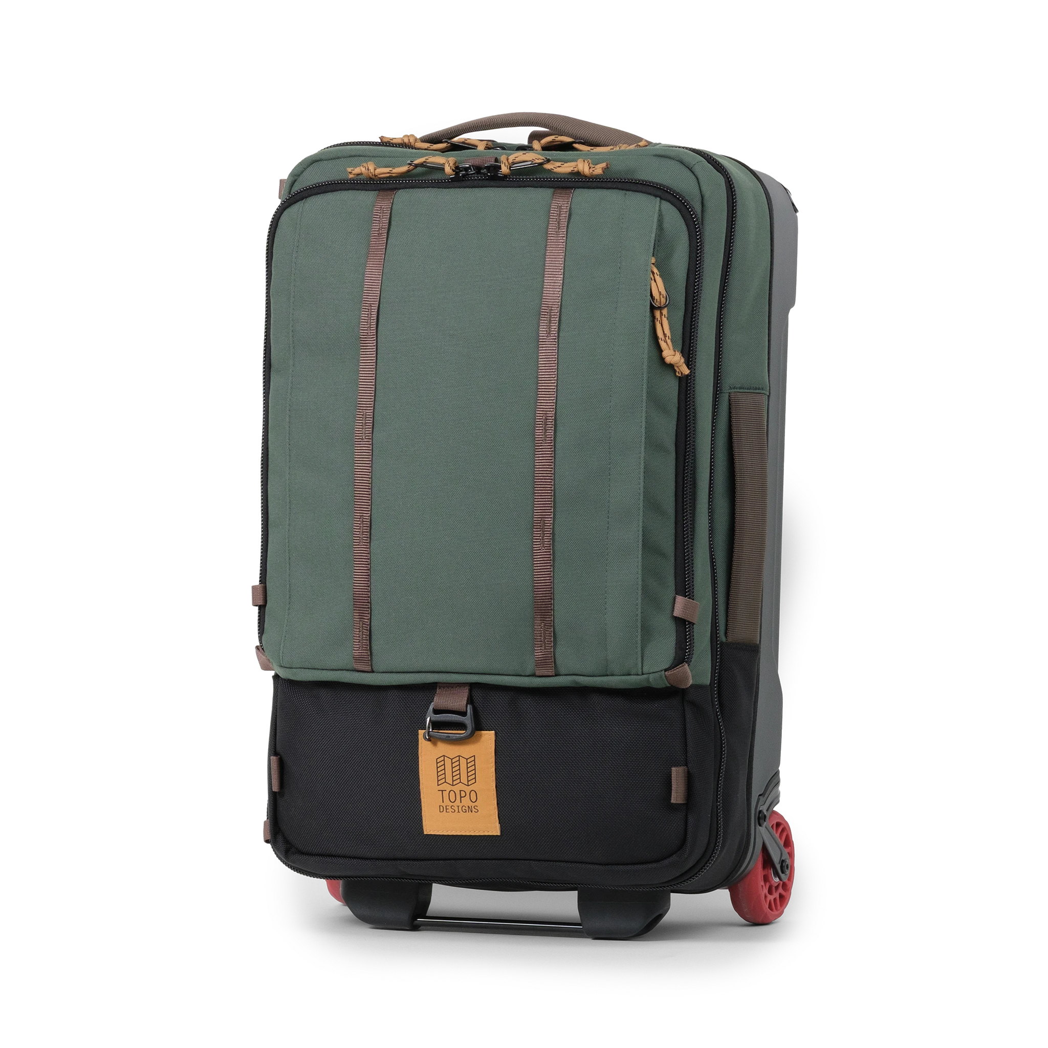 Front view of Topo Designs Global Travel Bag Roller in "Woodland / Forest"