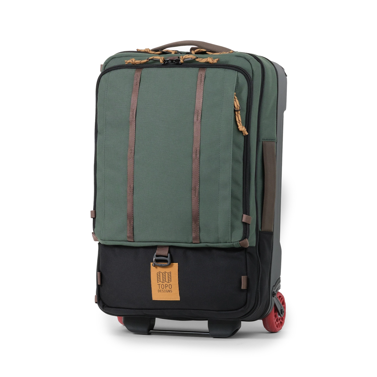 Front view of Topo Designs Global Travel Bag Roller in "Woodland / Forest"