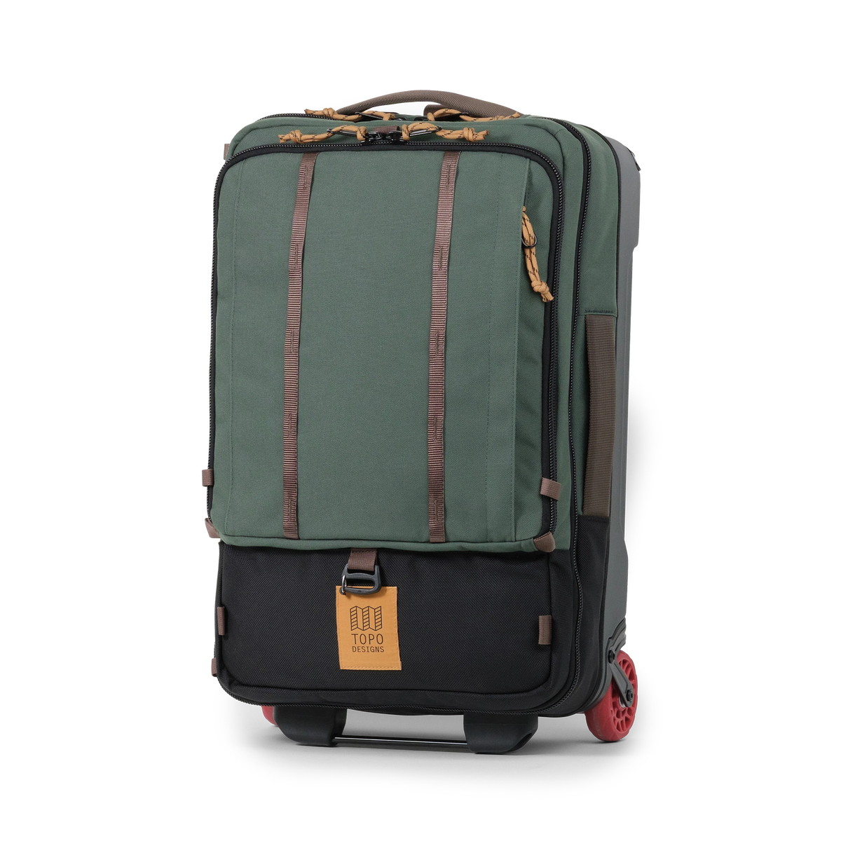 Front view of Topo Designs Global Travel Bag Roller in "Woodland / Forest"