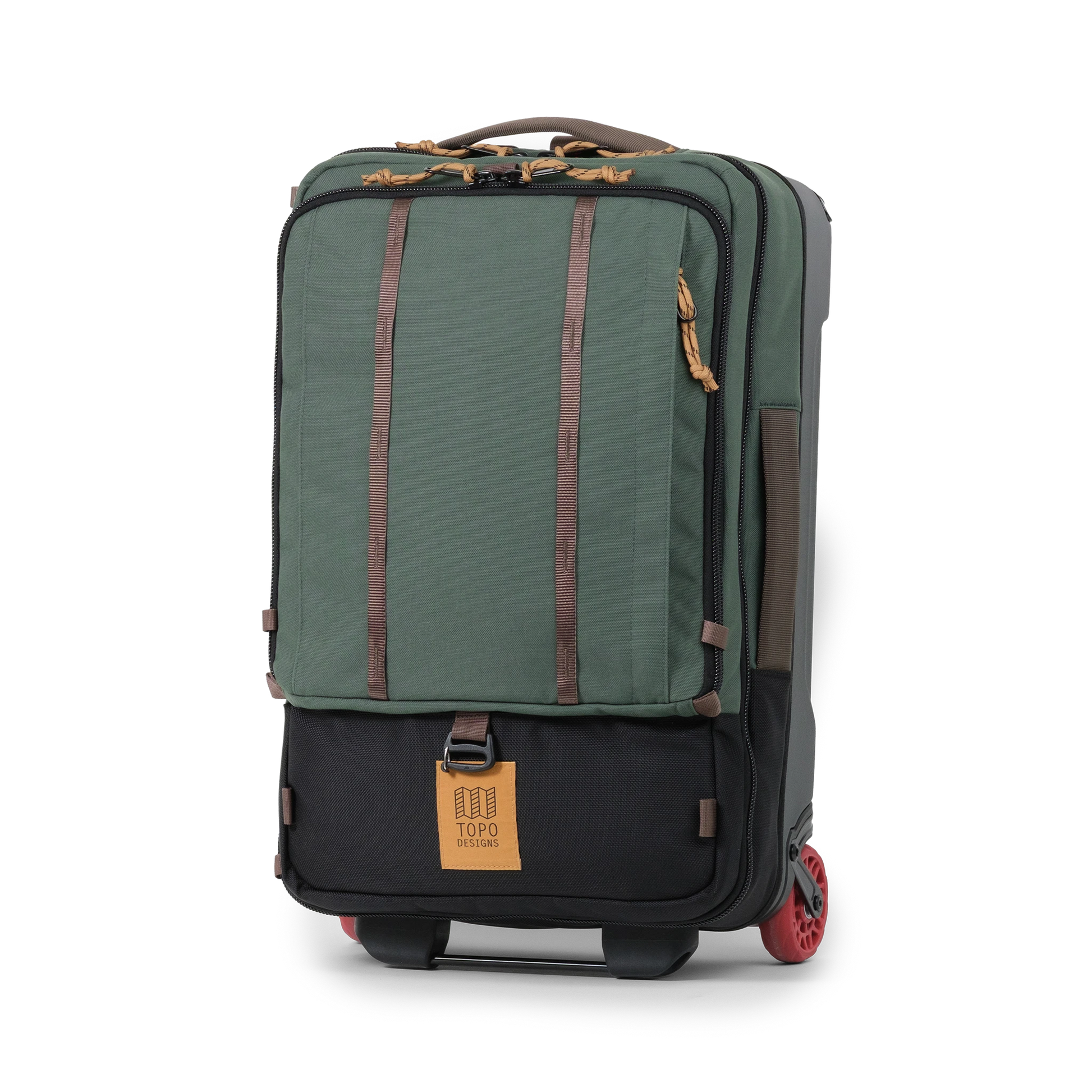 Front view of Topo Designs Global Travel Bag Roller in "Woodland / Forest"