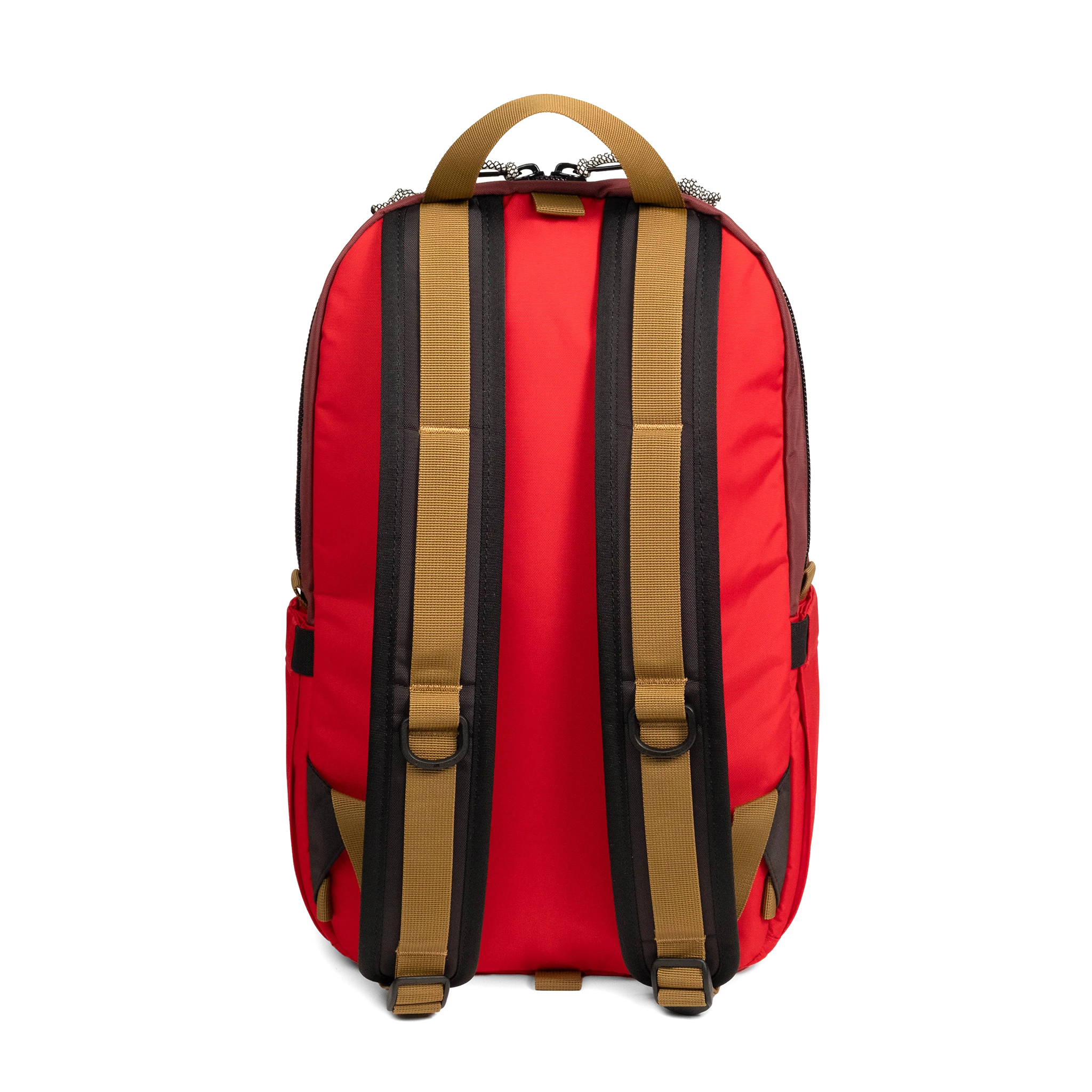 Back view of Topo Designs Light Pack in "Maroon / Salsa"