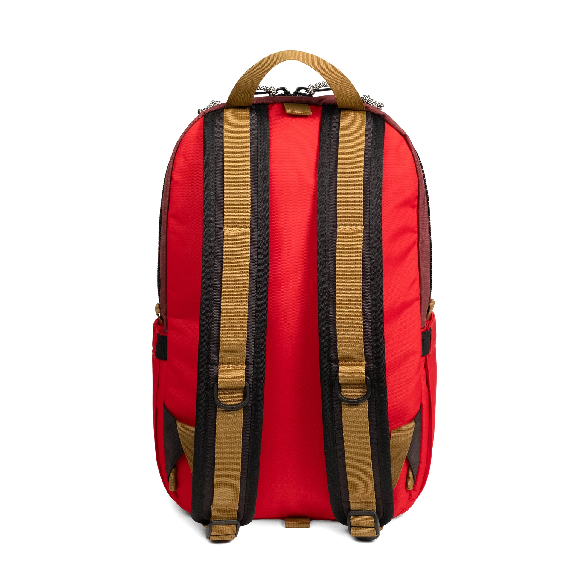 Back view of Topo Designs Light Pack in "Maroon / Salsa"