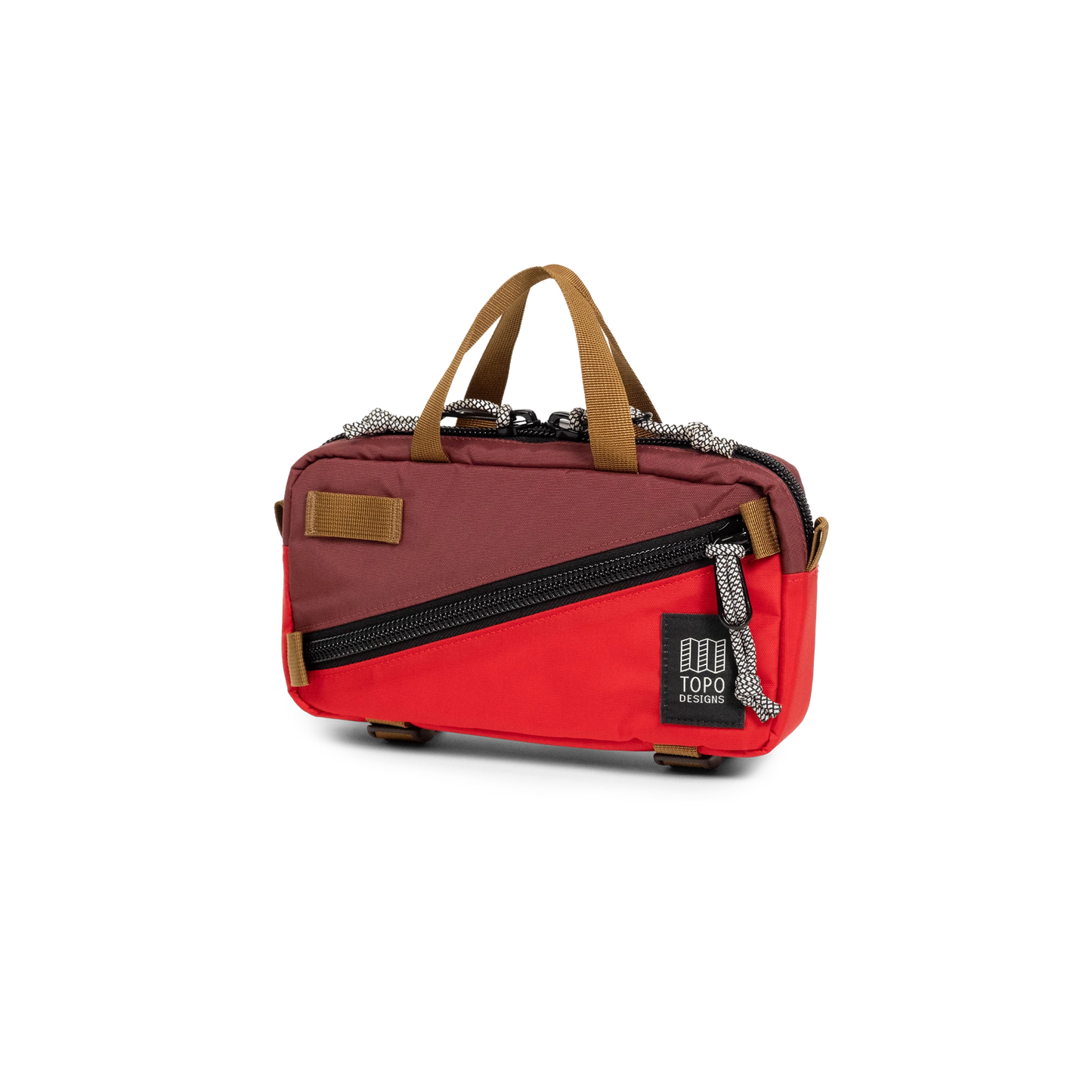 Front view of Topo Designs Mini Quick Pack in "Maroon / Salsa"
