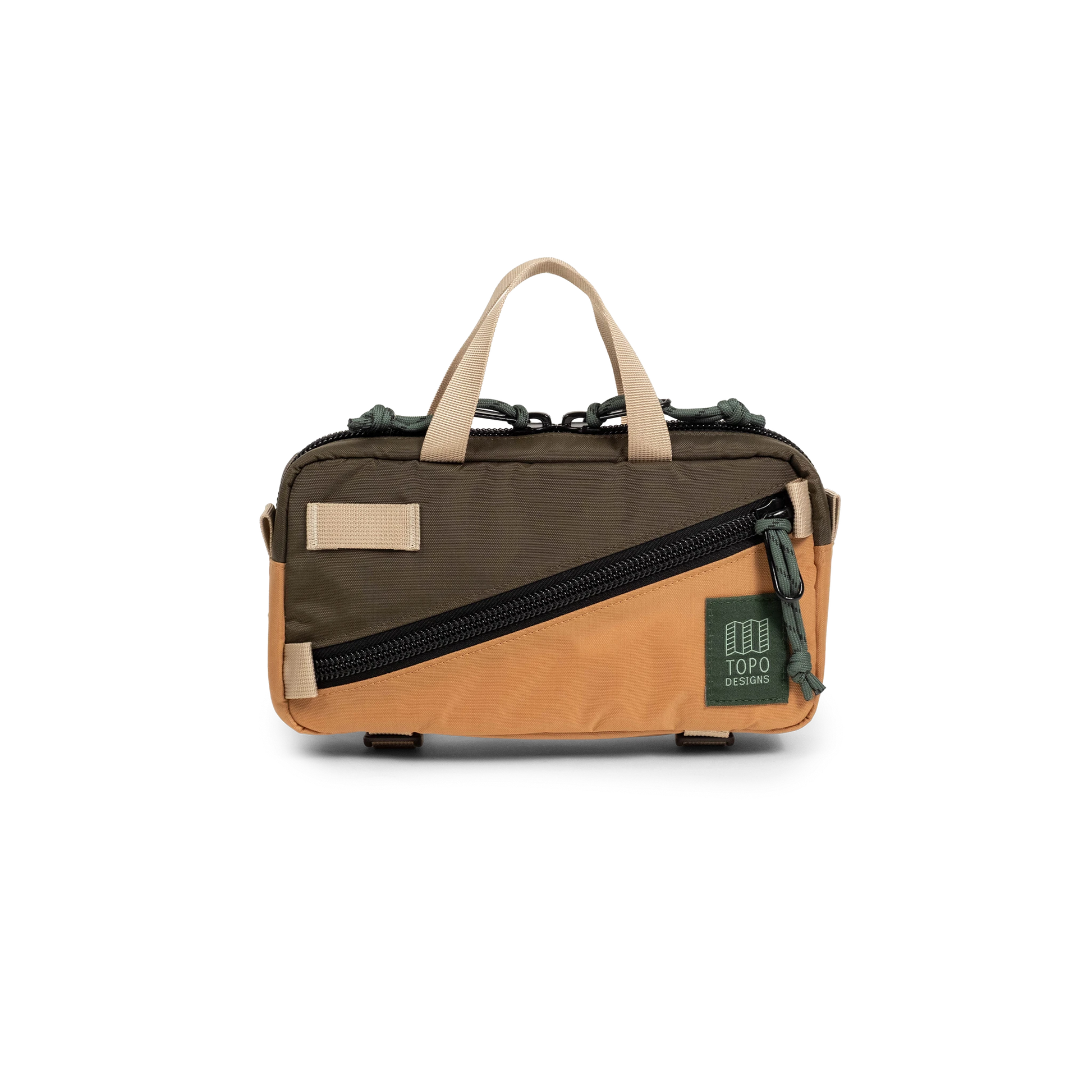 Front view of Topo Designs Mini Quick Pack in "Woodland / Brown Oak"
