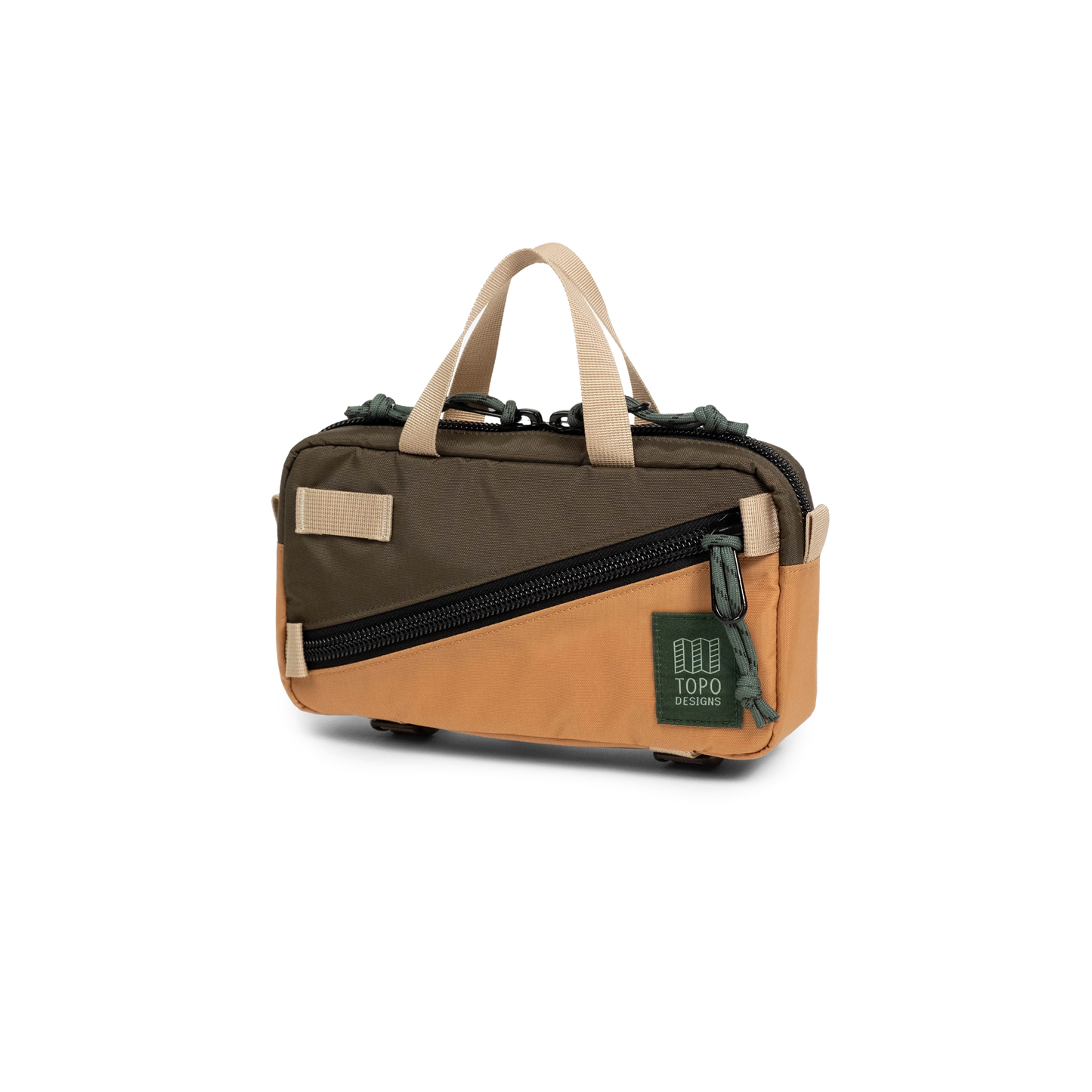 Front view of Topo Designs Mini Quick Pack in "Woodland / Brown Oak"