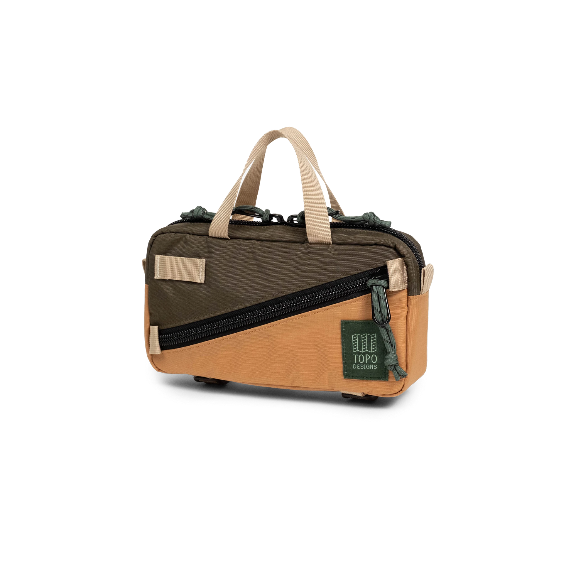 Front view of Topo Designs Mini Quick Pack in "Woodland / Brown Oak"