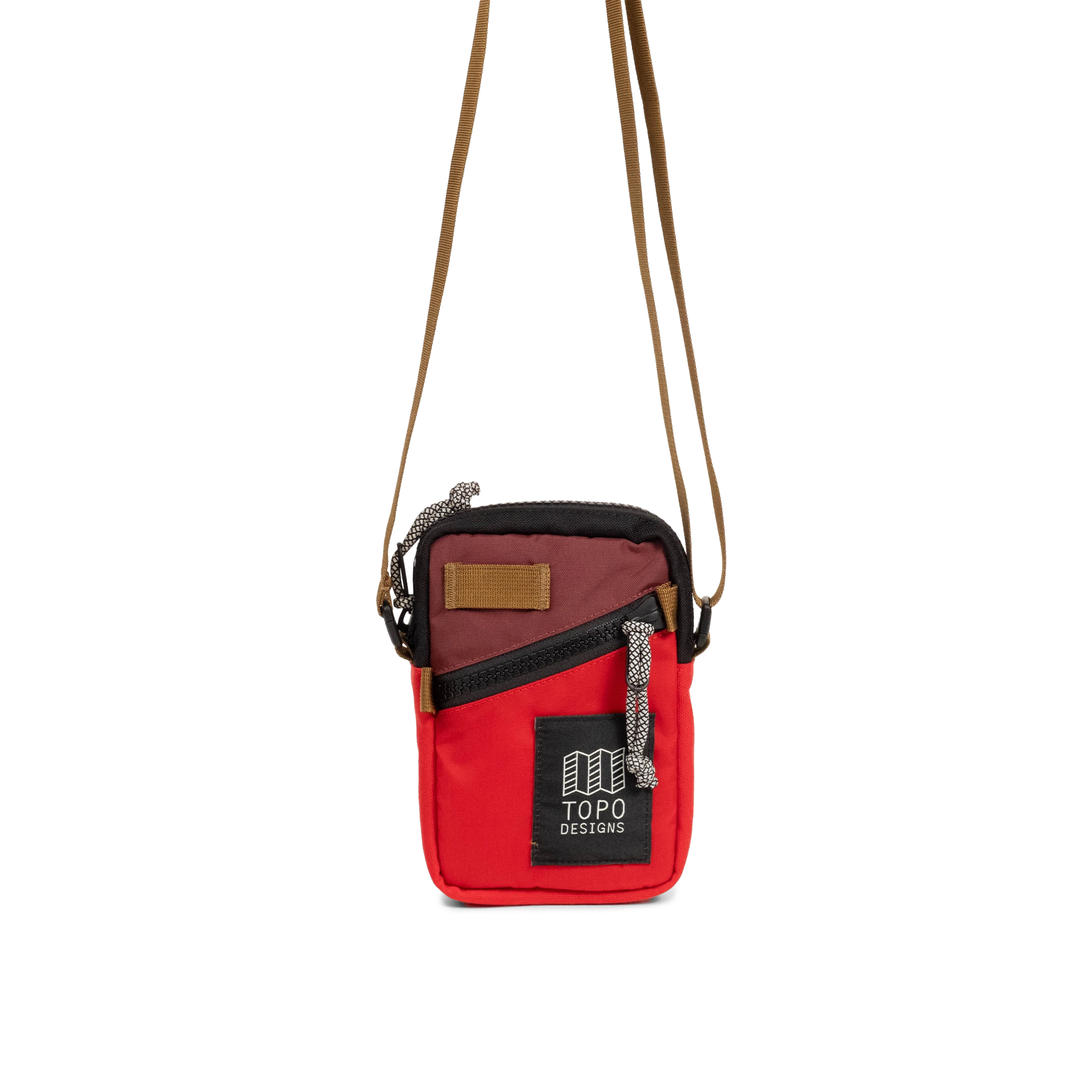 Front View of Topo Designs Mini Shoulder Bag in "Maroon / Salsa"