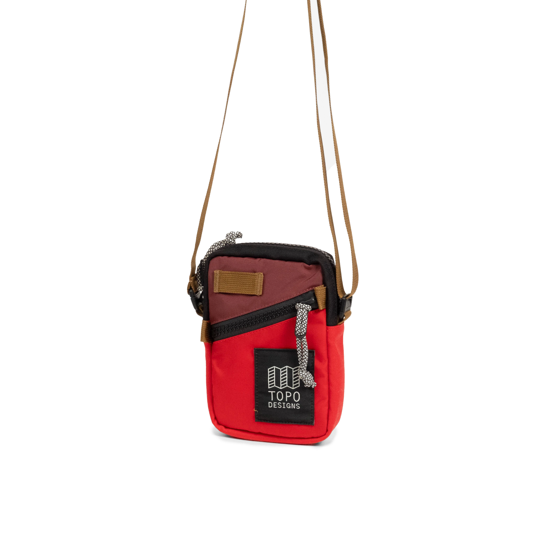 Front View of Topo Designs Mini Shoulder Bag in "Maroon / Salsa"