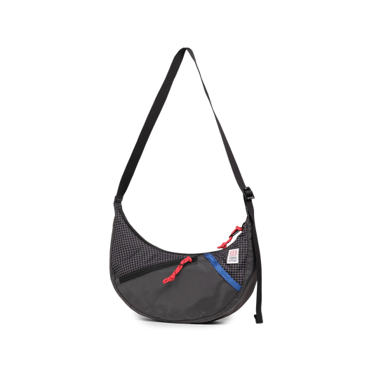 Front View of Topo Designs Moonlight Crossbody Bag in "Black / White Grid"