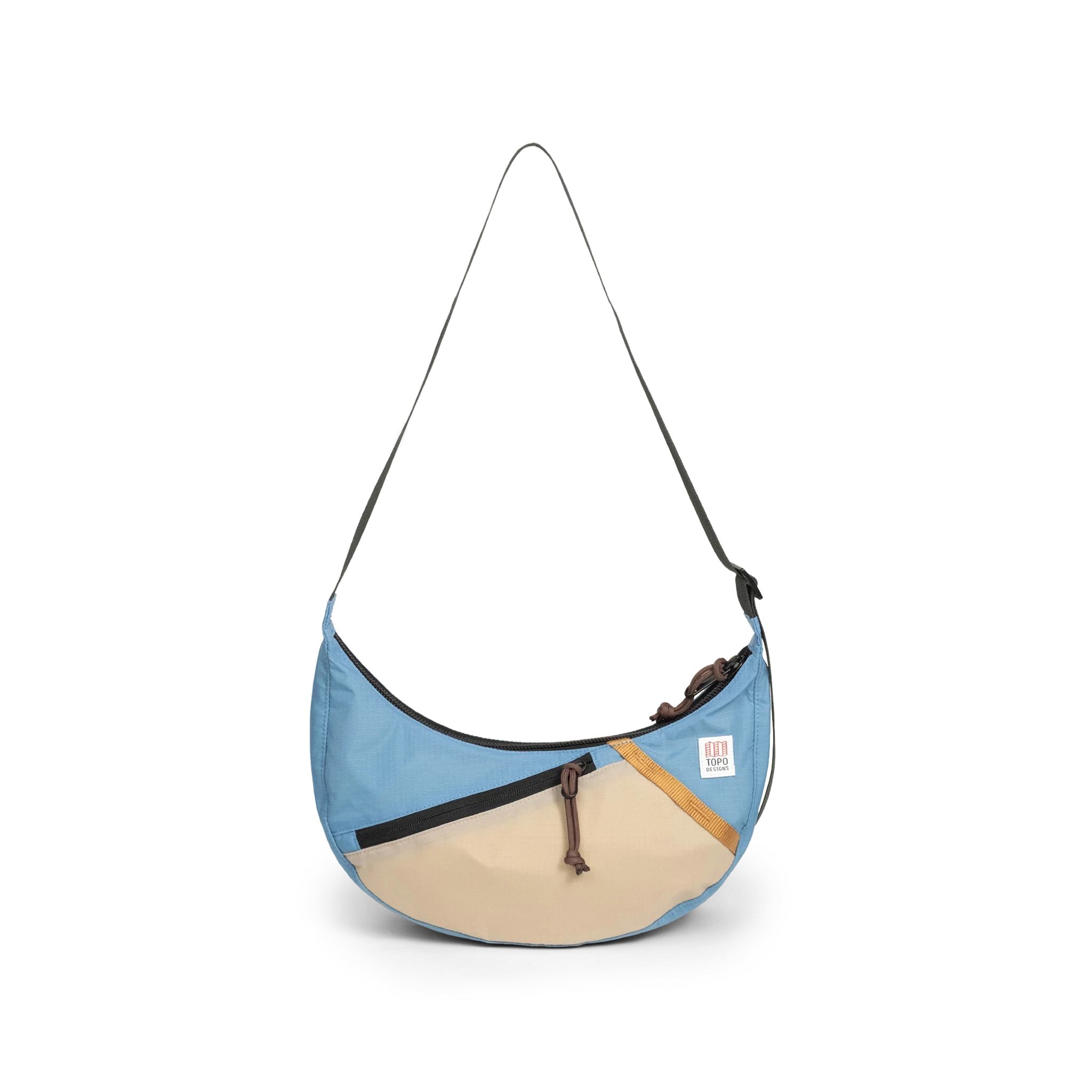 Front View of Topo Designs Moonlight Crossbody Bag in "River Blue / Cobblestone"