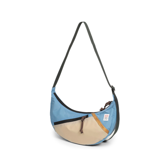 Front View of Topo Designs Moonlight Crossbody Bag in "River Blue / Cobblestone"