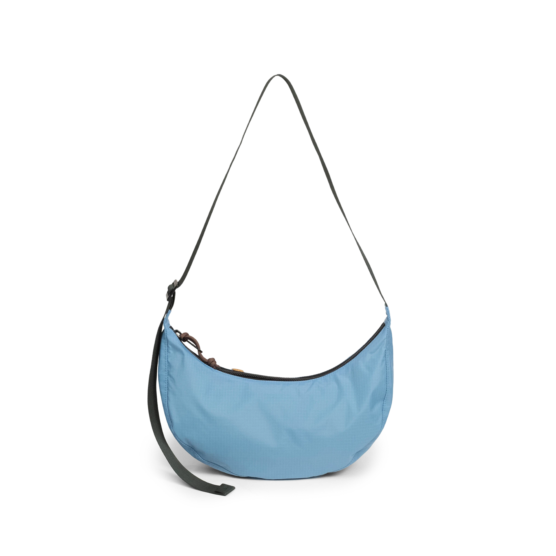 Back View of Topo Designs Moonlight Crossbody Bag in "River Blue / Cobblestone"