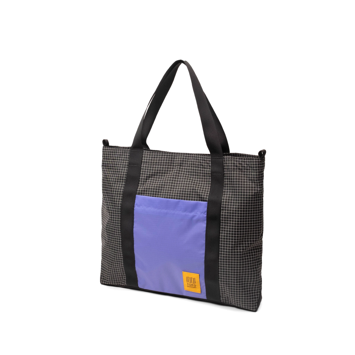 Front view of Topo Designs Mountain Essential Tote in "Grid / Very Peri"
