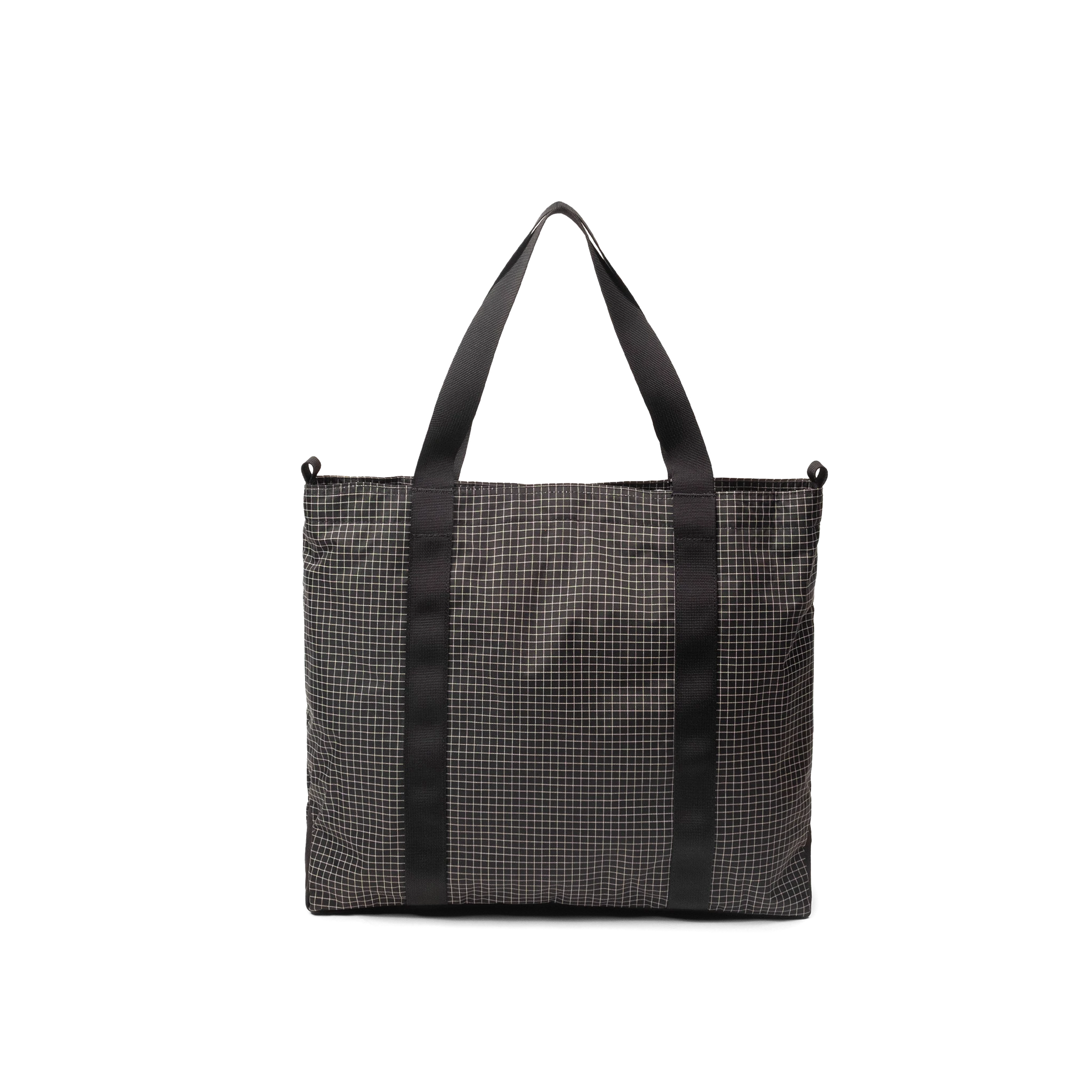 Back view of Topo Designs Mountain Essential Tote in "Grid / Very Peri"