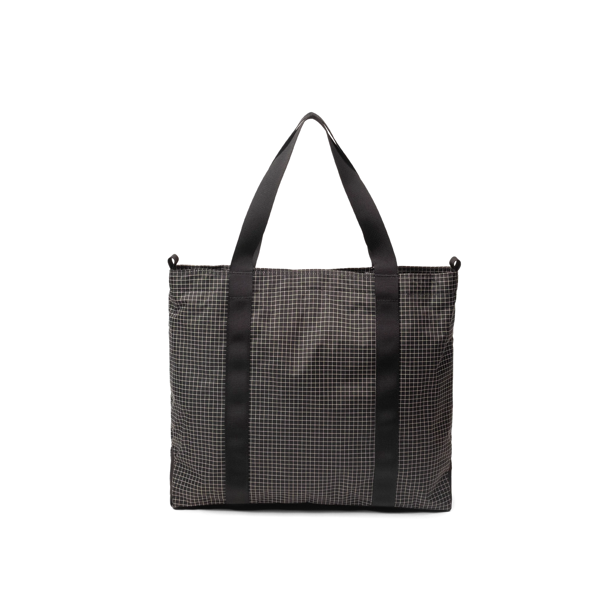 Back view of Topo Designs Mountain Essential Tote in "Grid / Very Peri"