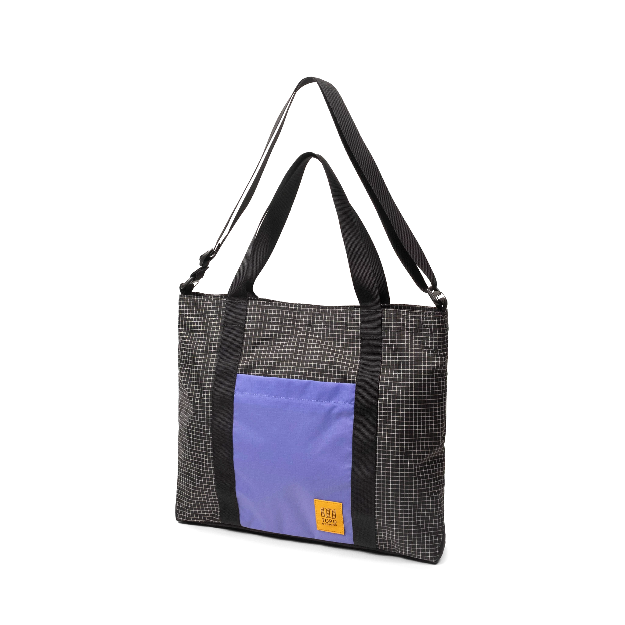 Front view of Topo Designs Mountain Essential Tote in "Grid / Very Peri"