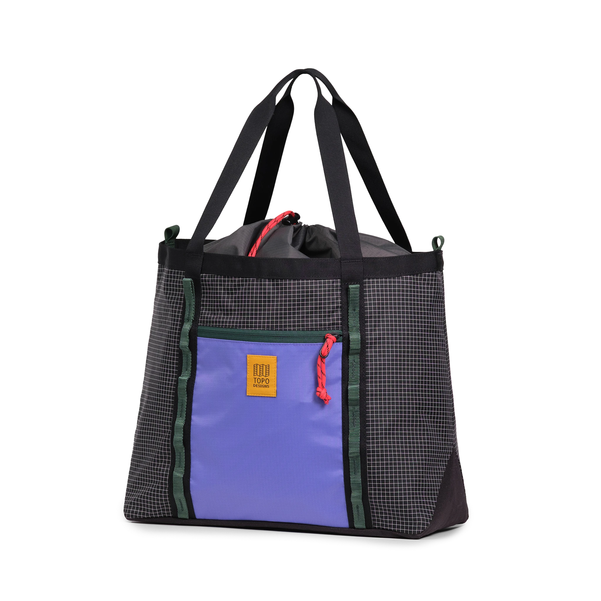 Front View of Topo Designs Mountain Utility Tote in "Grid / Very Peri"