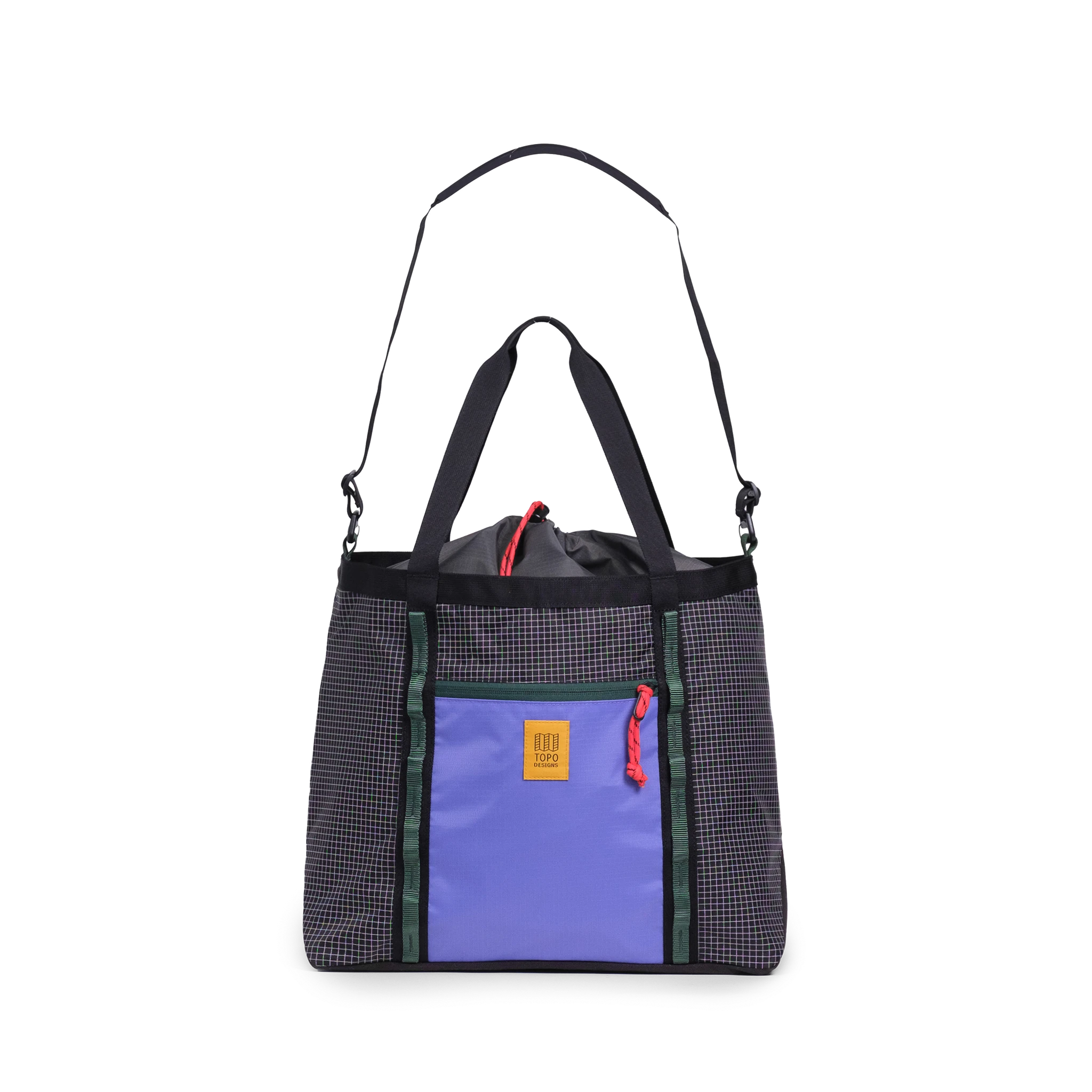 Front View of Topo Designs Mountain Utility Tote in "Grid / Very Peri"