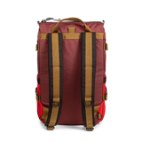 Back view of Topo Designs Rover Pack Classic in "Maroon / Salsa"