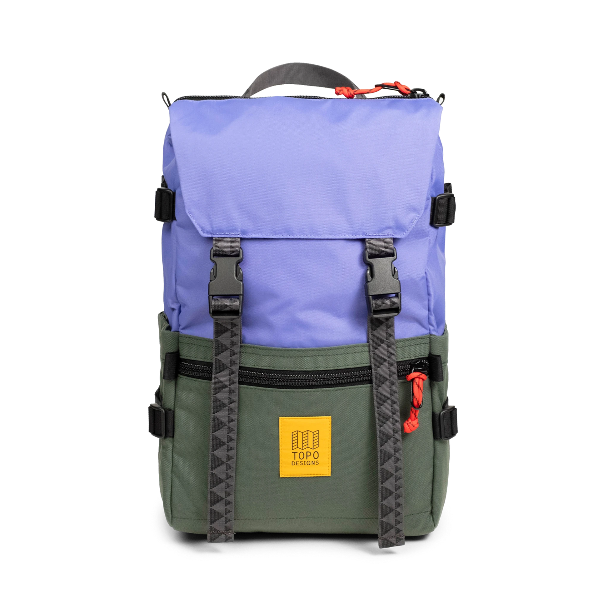 Front View of Topo Designs Rover Pack Classic in "Very Peri / Forest"