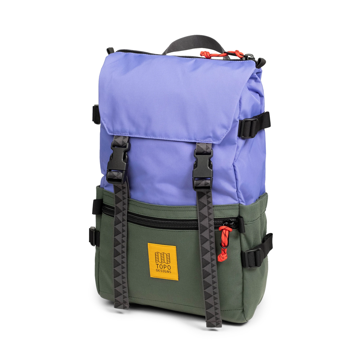 Front View of Topo Designs Rover Pack Classic in "Very Peri / Forest"