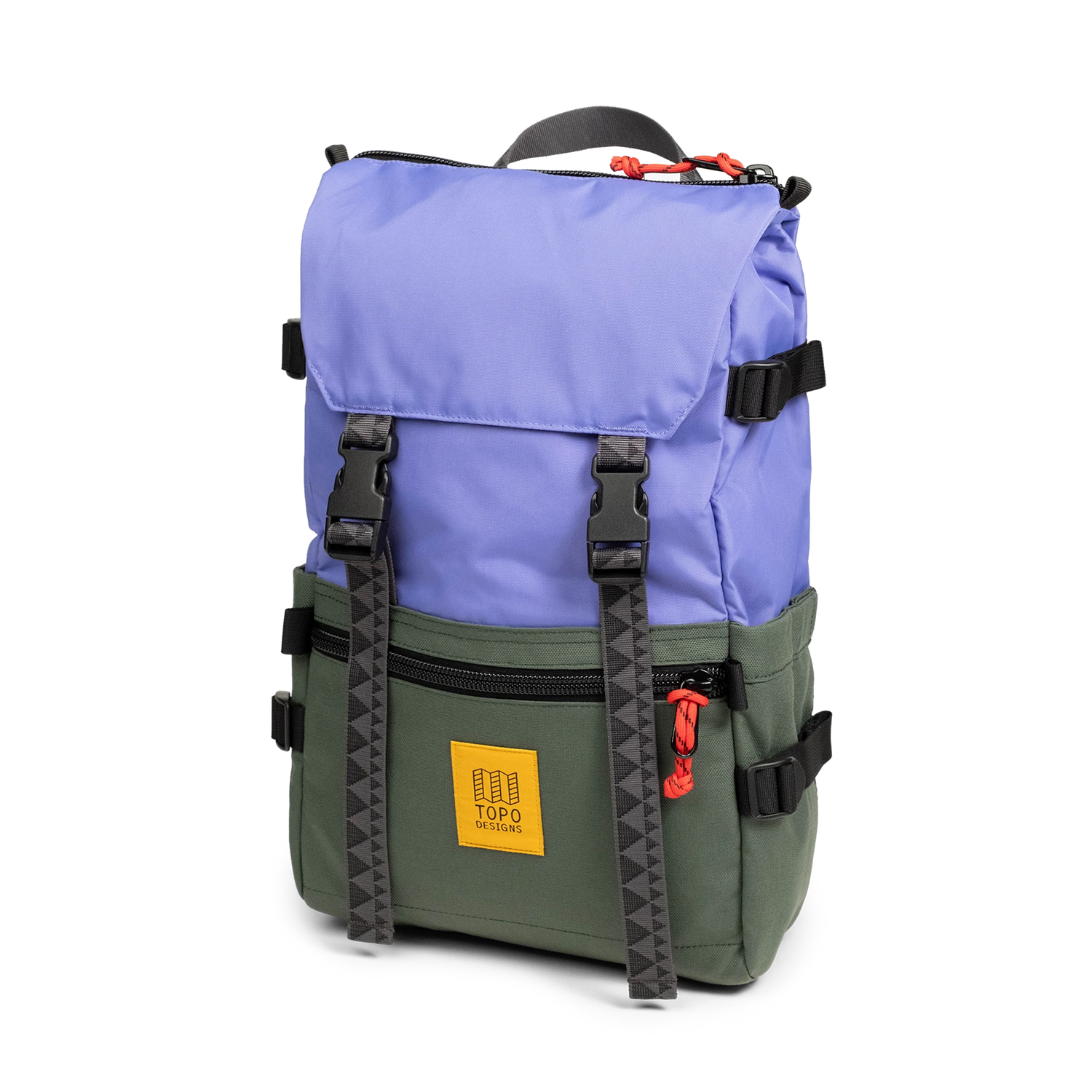 Front View of Topo Designs Rover Pack Classic in "Very Peri / Forest"