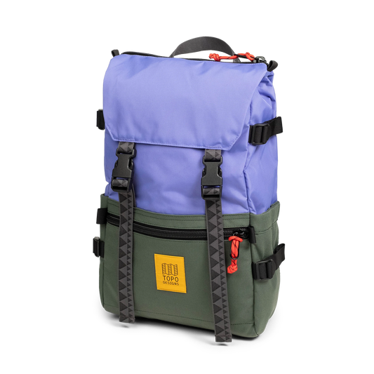 Front View of Topo Designs Rover Pack Classic in "Very Peri / Forest"