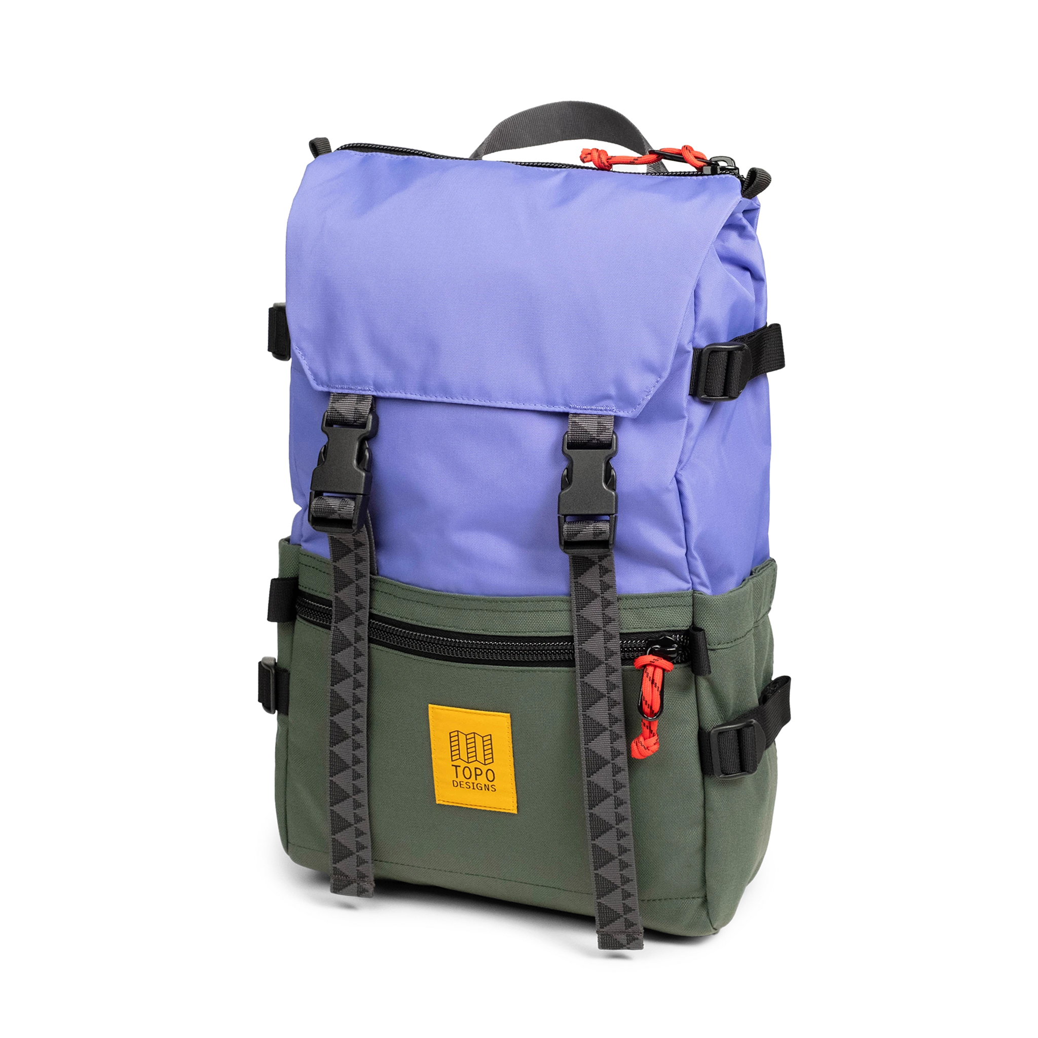 Front View of Topo Designs Rover Pack Classic in "Very Peri / Forest"