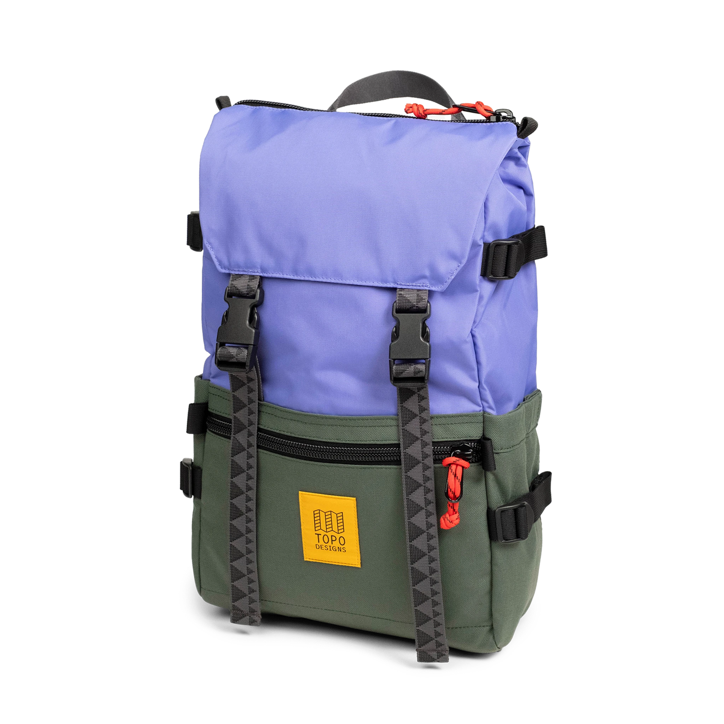 Front View of Topo Designs Rover Pack Classic in "Very Peri / Forest"
